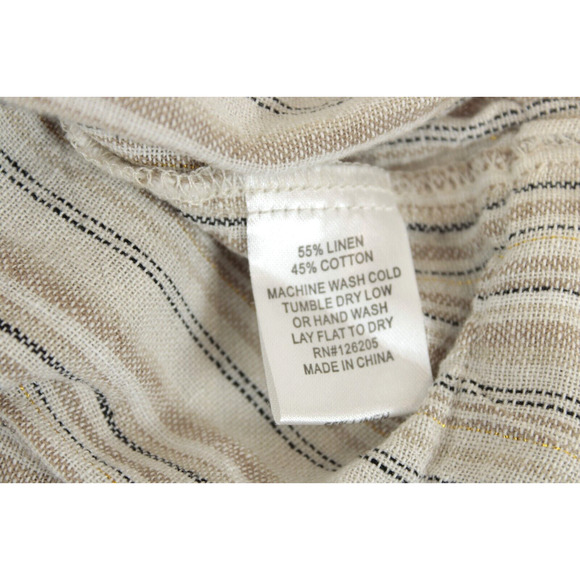 4Our Dreamers Shorts Linen Blend Paperbag Drawstring Metallic Stripe Women L Tan - Picture 8 of 10